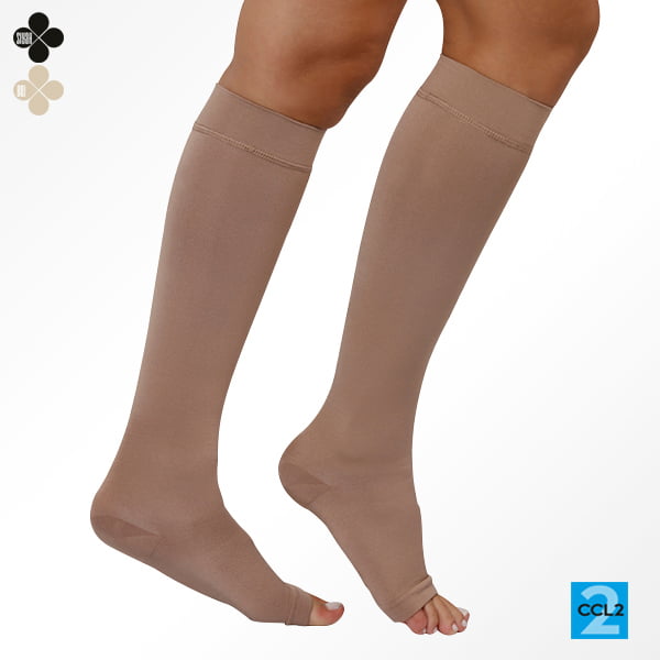 [AV-106 1 / S] KNEE HIGH COMP.  STOCKING (OPEN TOE) (1/SIYAH)
