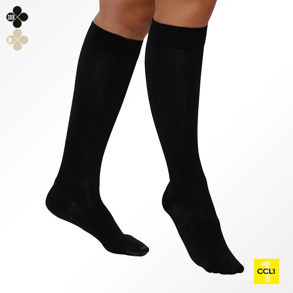 [AV-101 1 / S] KNEE HIGH COMP. STOCKING (CLOSED TOE) (1/SIYAH)