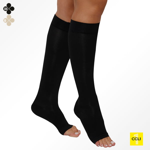 [AV-100 1 / S] KNEE HIGH COMP. STOCKING (OPEN TOE) (1/SIYAH)