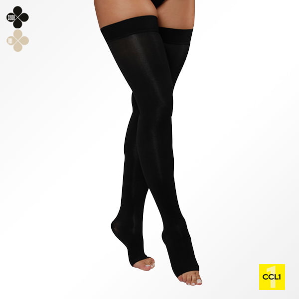 [AV-102 1 / S] THIGH HIGH COMP.  STOCKING  (OPEN TOE) (1/SIYAH)